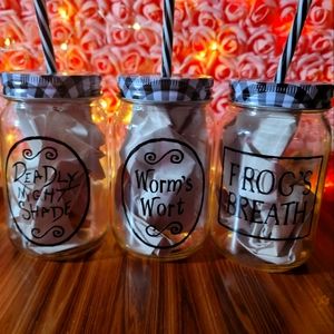 Set of 3 straw glass cups, nightmare before christmas